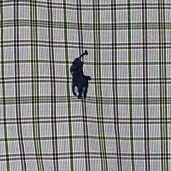 Ralph Lauren Yarmouth Shirt Cotton Button Sz 16.5 Down Blue Green Check - Picture 5 of 8